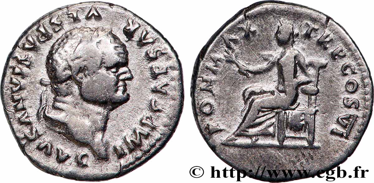 VESPASIAN Denier AU/XF