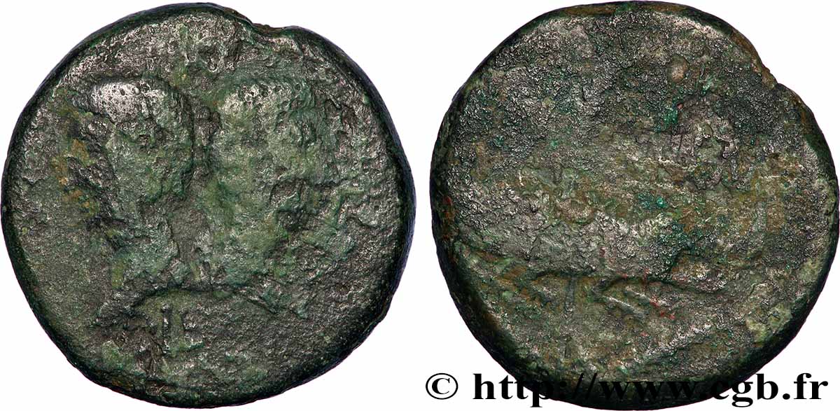 NEMAUSUS - NISMA - AUGUSTO e AGRIPPA Dupondius COL NEM (as) B