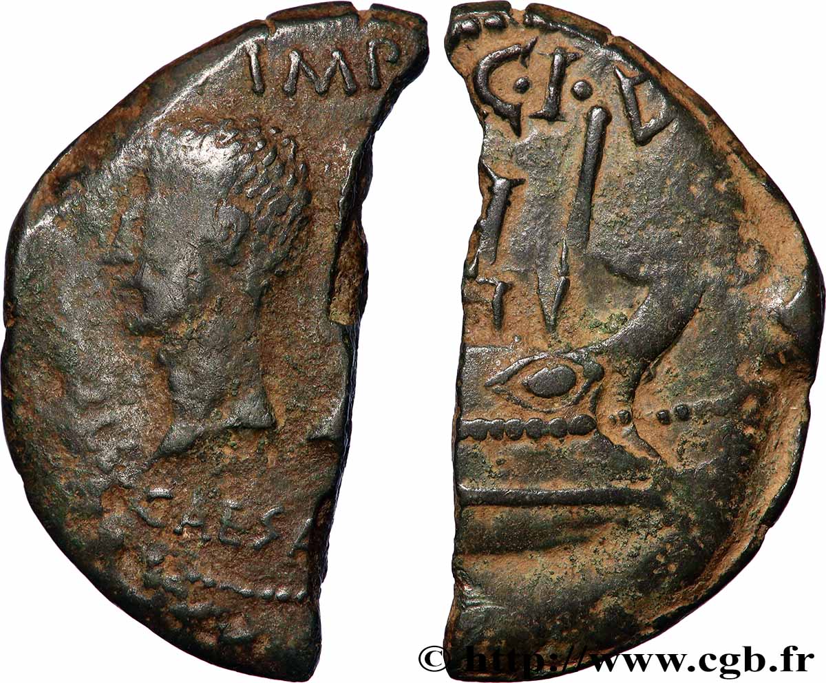 VIENNA - GIULIO CAESAR e OTTAVIANO Dupondius coupé en deux BB