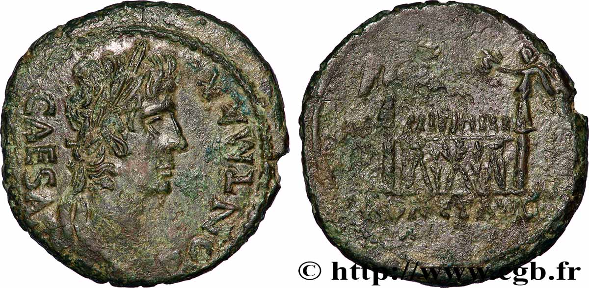LUGDUNUM - LYON - AUGUSTUS As à l&nbsp;autel de Lyon VF