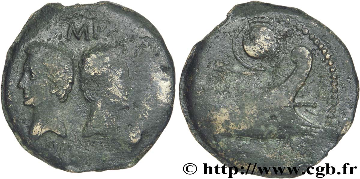 ARAUSIO - ORANGE - OCTAVE et AGRIPPA Dupondius TB