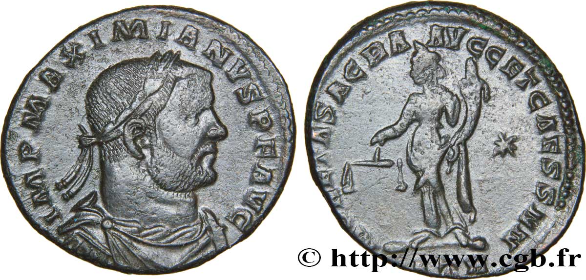 MAXIMIEN HERCULE Follis ou nummus TTB+/TTB