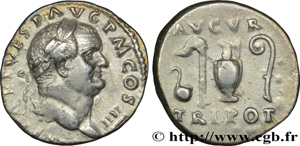 VESPASIAN Denier AU/XF