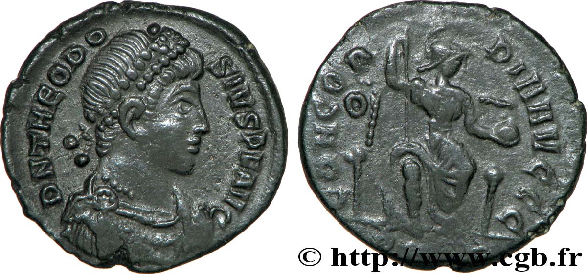 THEODOSIUS I Nummus, (PB, Æ 3) AU/XF