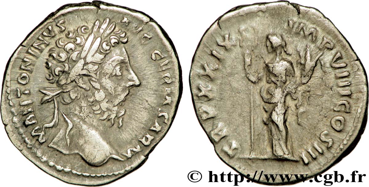 MARCUS AURELIUS Denier XF