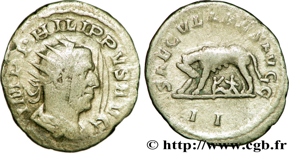 Monnaie Romaine Antoninien Philippe Ier L'Arabe 247 Apr. J.-C. - Billon, Revers Annona, RIC.28c
