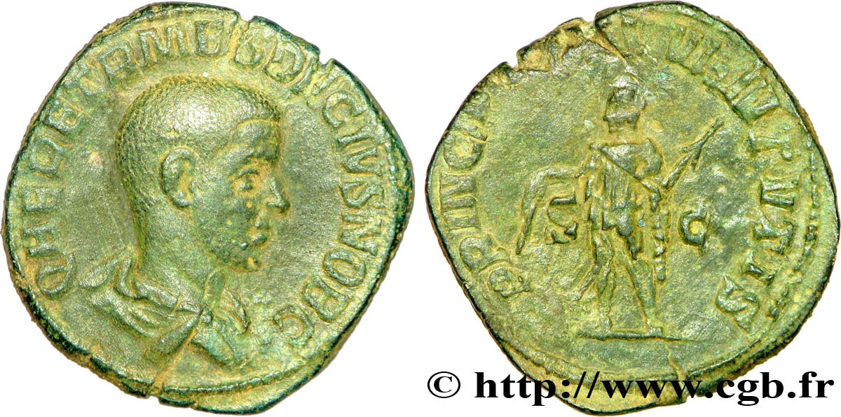 HÉRENNIUS ÉTRUSCUS Sesterce TTB+/TTB