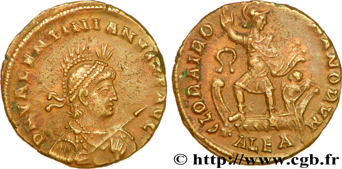 VALENTINIANO II Maiorina pecunia, (MB, Æ 2) MBC+