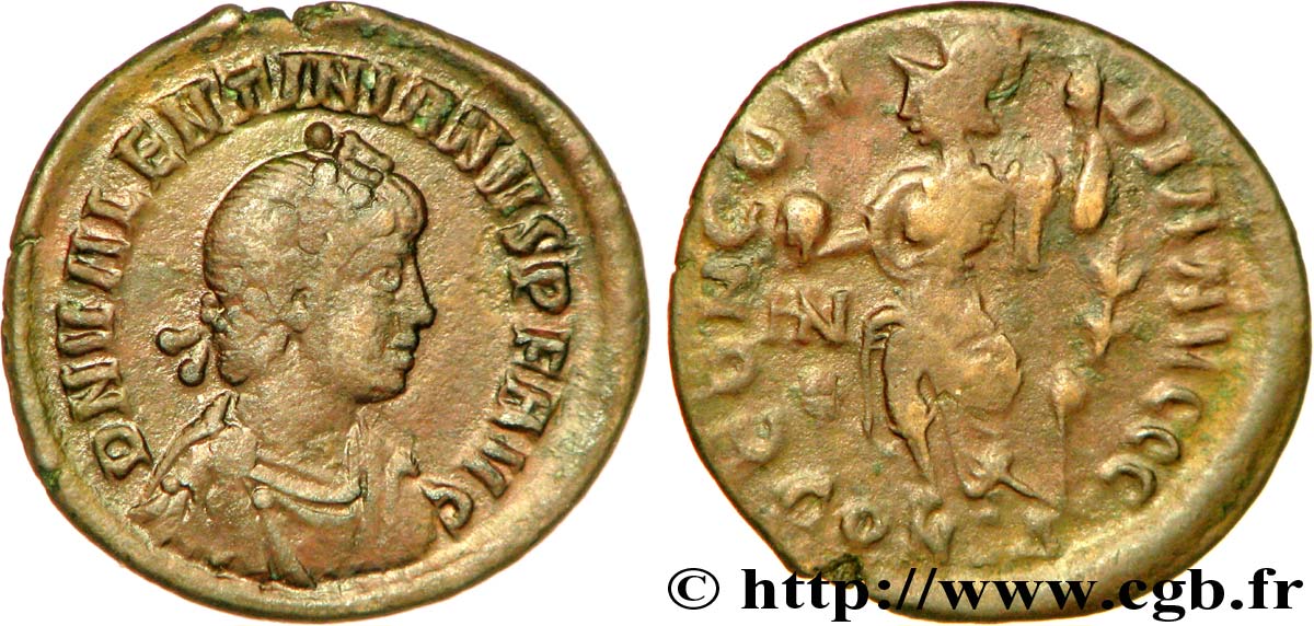 VALENTINIAN II Nummus, (PB, Æ 3) AU/XF