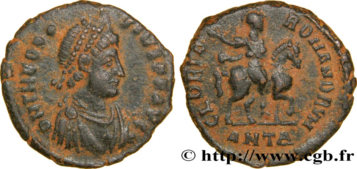 THÉODOSE Ier Nummus, (PB, Æ 3) TTB+
