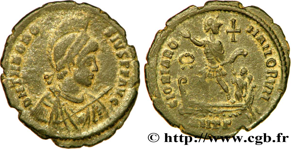 THÉODOSE Ier Maiorina pecunia, (MB, Æ 2) TTB/TTB+