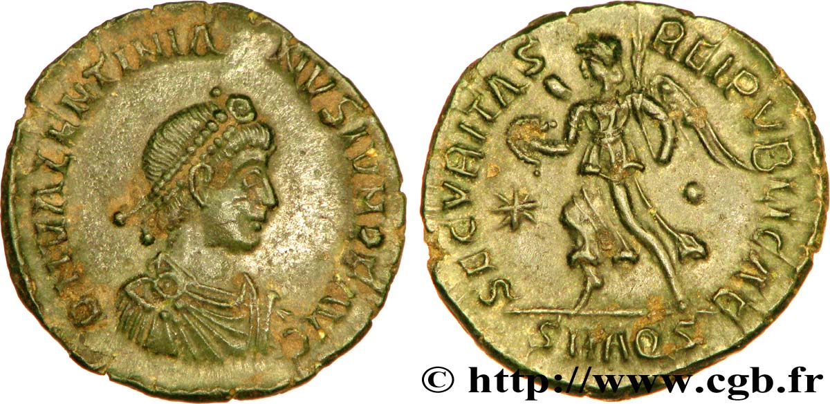 VALENTINIANO II Nummus, (PB, Æ 3) SPL