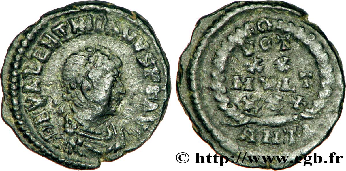 VALENTINIANO II Nummus, (PBQ, Æ 4) SPL