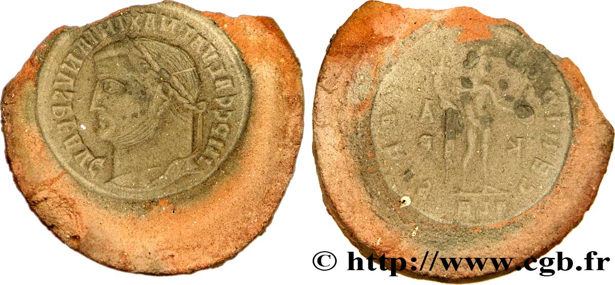 GALÈRE Moule en terre cuite de follis ou nummus SUP