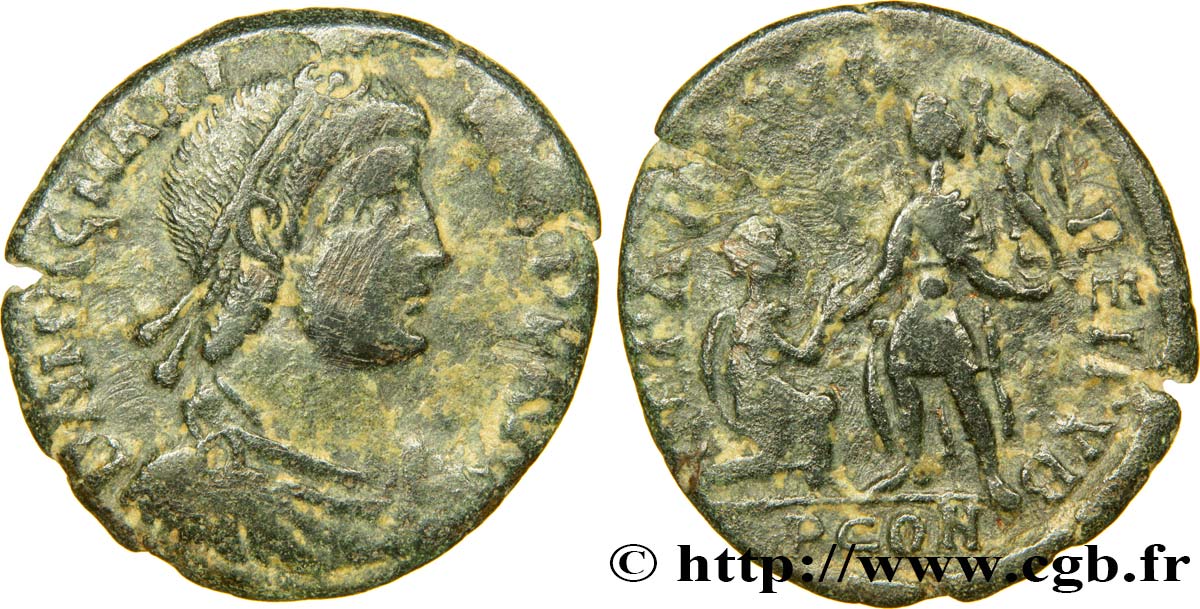 MAGNUS MAXIMUS Maiorina pecunia, (MB, Æ 2) TB+