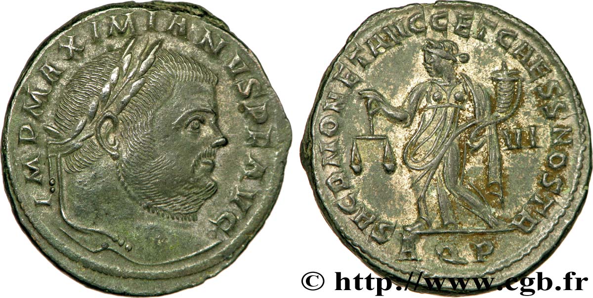 MAXIMIEN HERCULE Follis ou nummus TTB+
