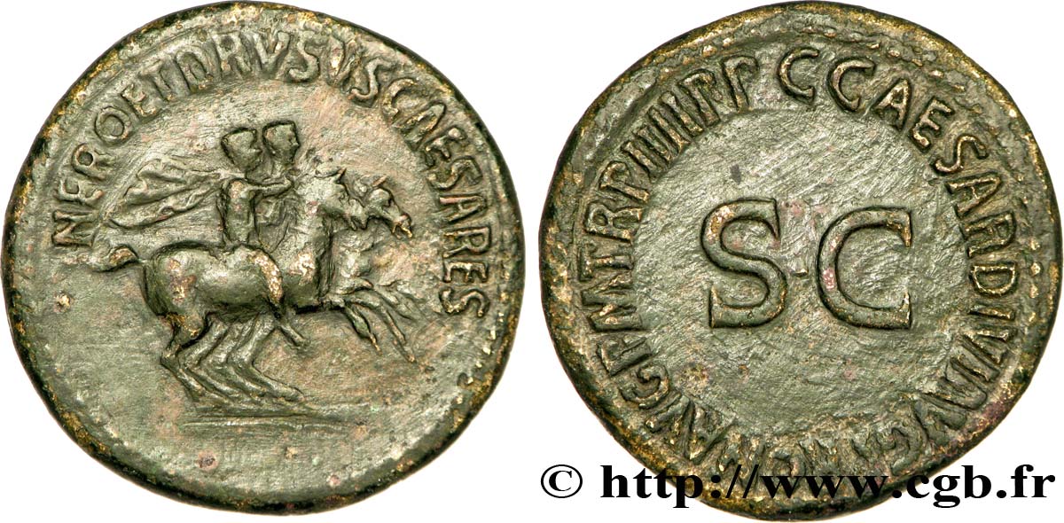 NERO and DRUSUS CAESARS Dupondius XF