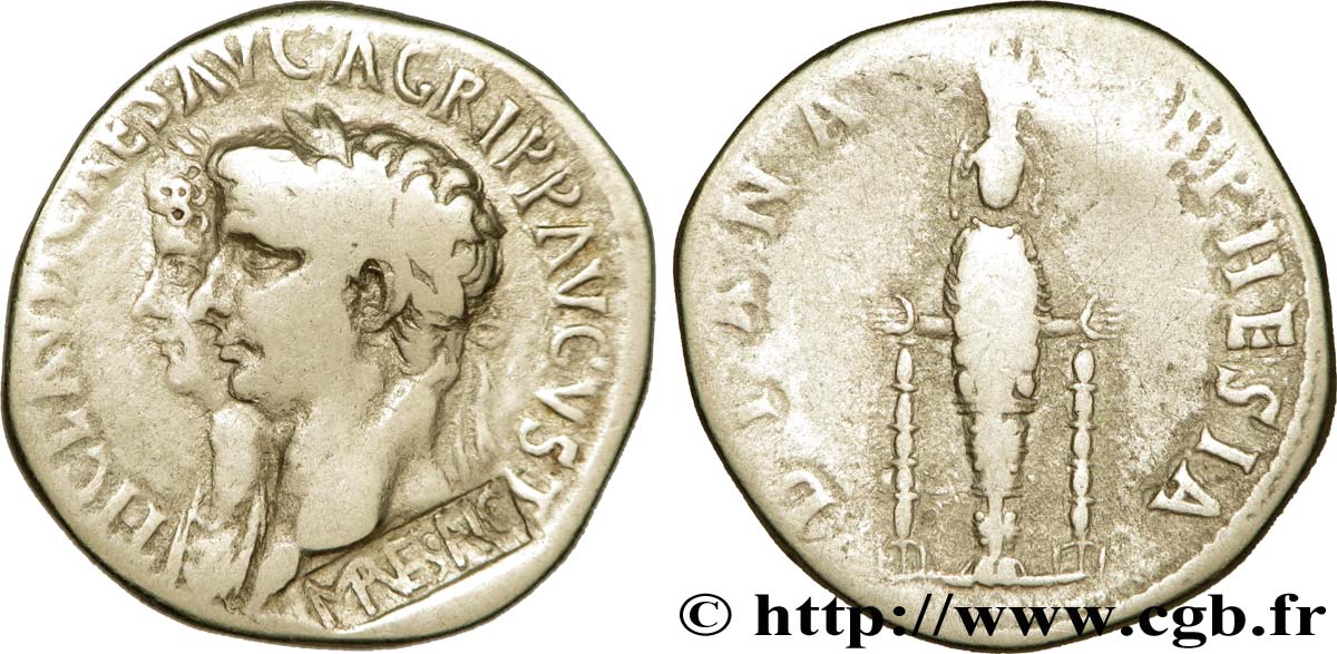 CLAUDE et AGRIPPINE Cistophore TTB/TB+