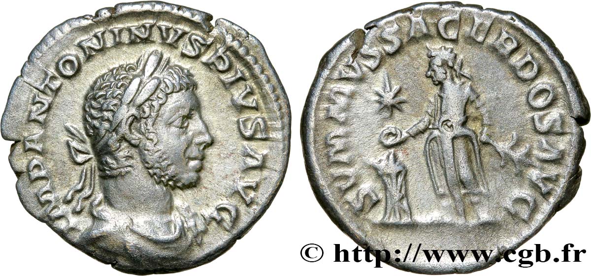 ELAGABALUS Denier AU/XF