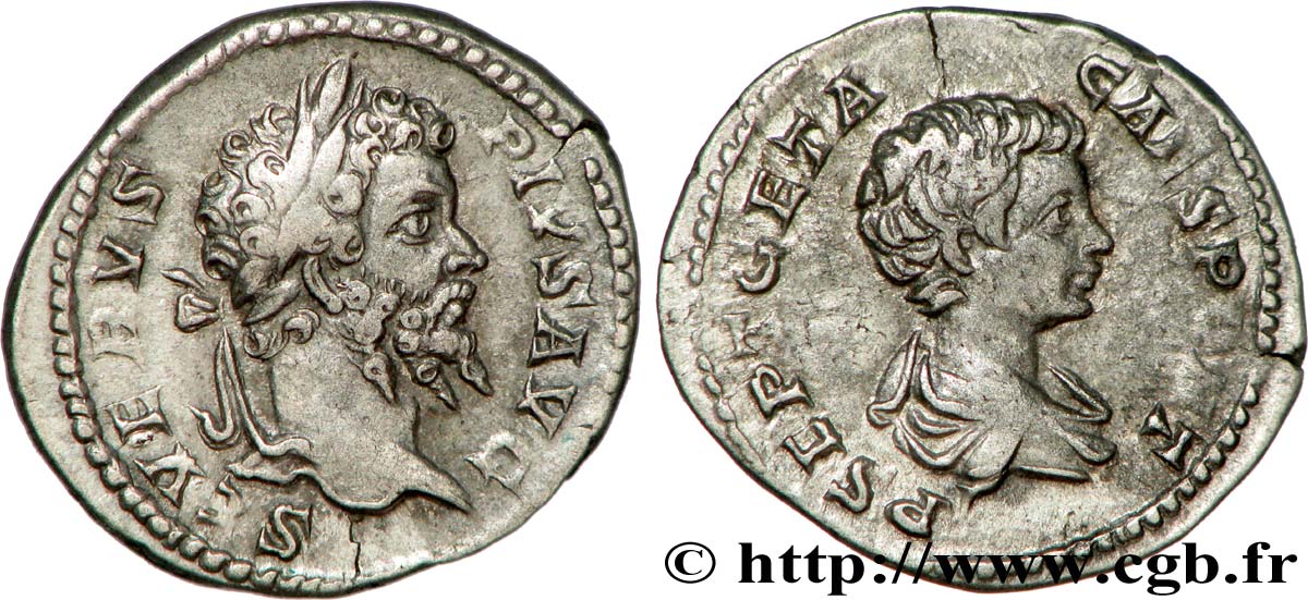 SEPTIMIUS SEVERUS, CARACALLA and GETA Denier VZ
