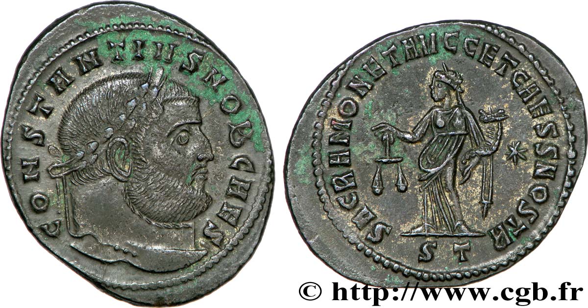 CONSTANCE Ier CHLORE Follis ou nummus SUP