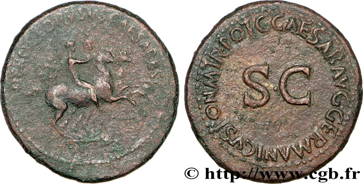 NÉRON ET DRUSUS CÉSARS  Dupondius TB+