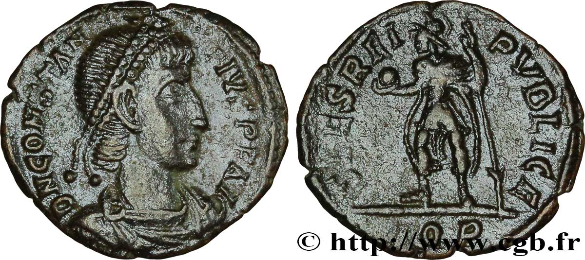 CONSTANTIUS II Maiorina réduite, (PB, Æ 3) AU/AU