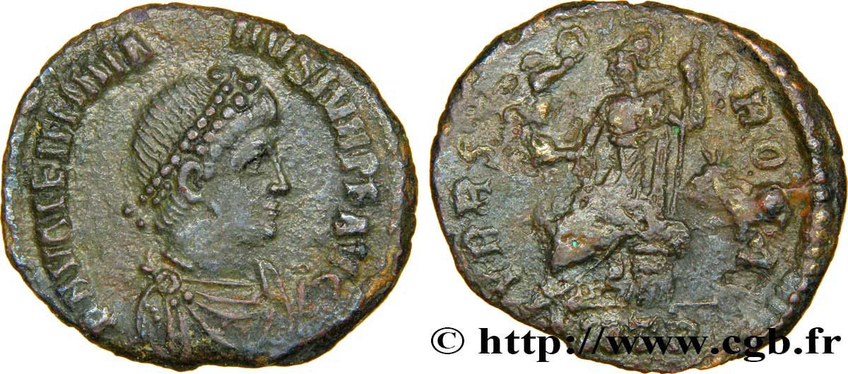VALENTINIEN II Nummus, (PB, Æ 3) SUP/TTB