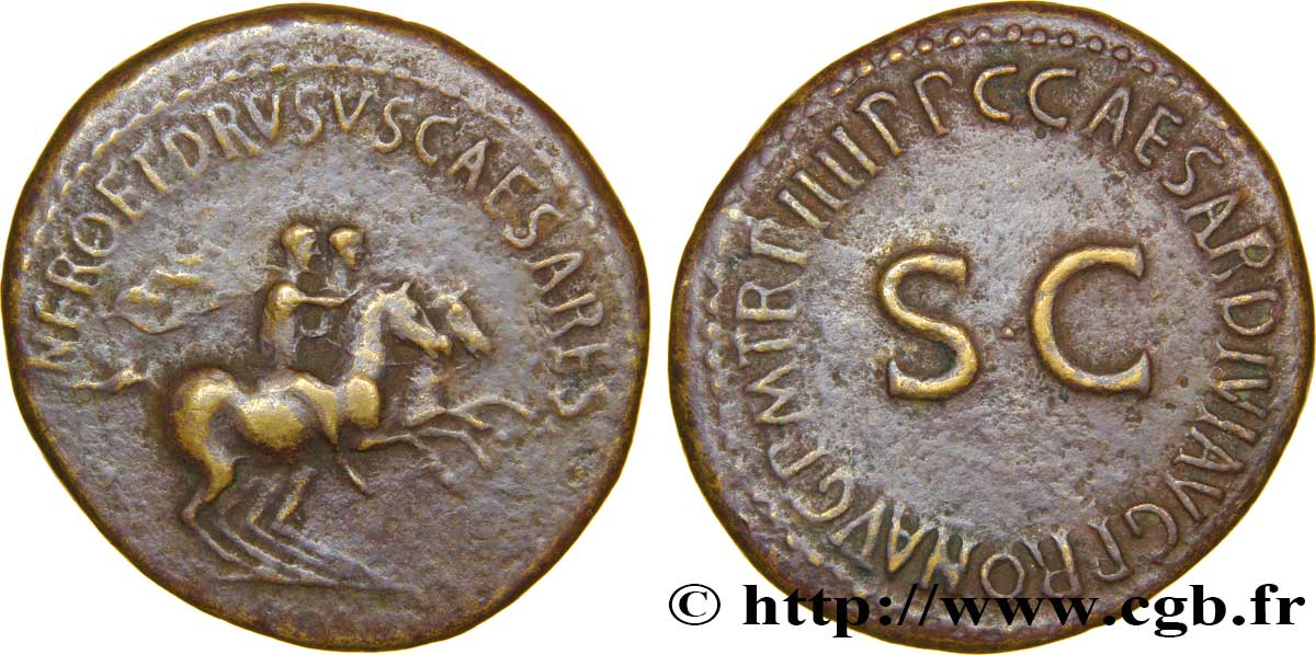 NÉRON ET DRUSUS CÉSARS  Dupondius TB+