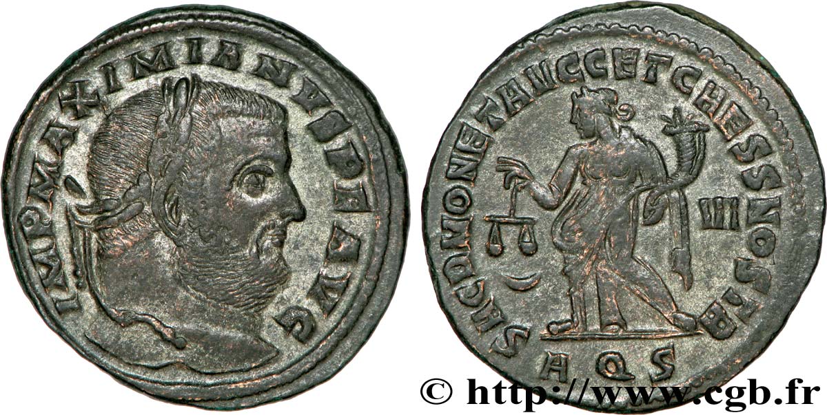 MAXIMIEN HERCULE Follis ou nummus SUP