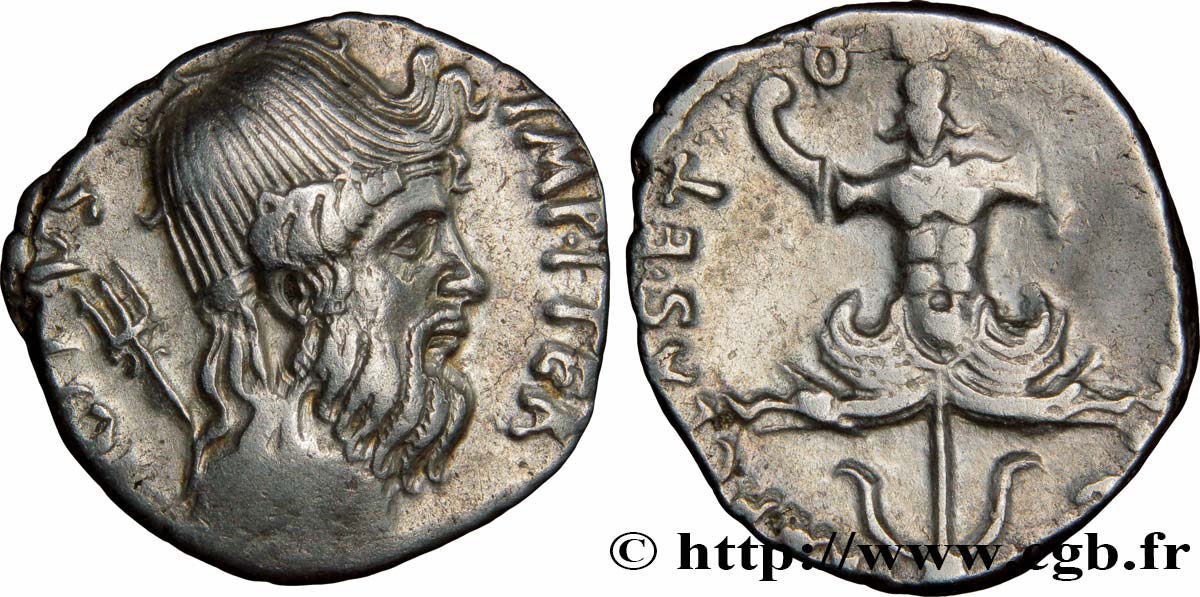 SEXTUS POMPEIUS Denier fVZ/SS