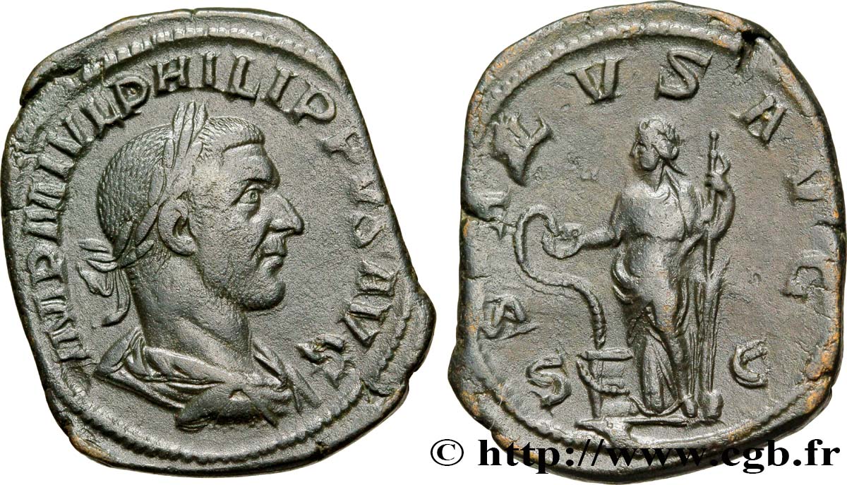 PHILIPPE Ier L ARABE Sesterce TTB