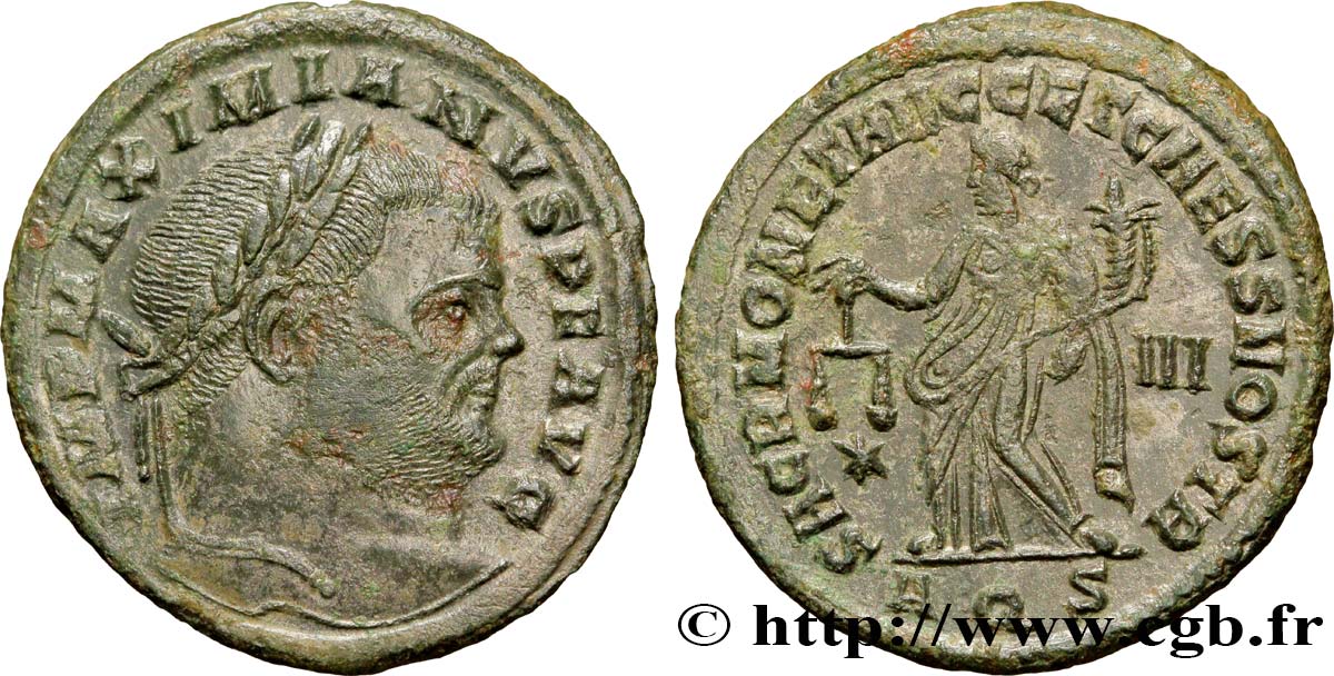 MAXIMIEN HERCULE Follis ou nummus SUP