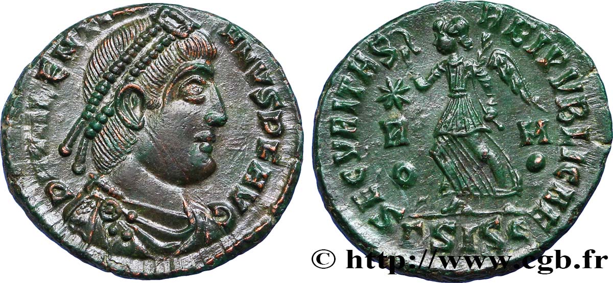 VALENTINIEN Ier  Nummus, (PB, Æ 3) FDC