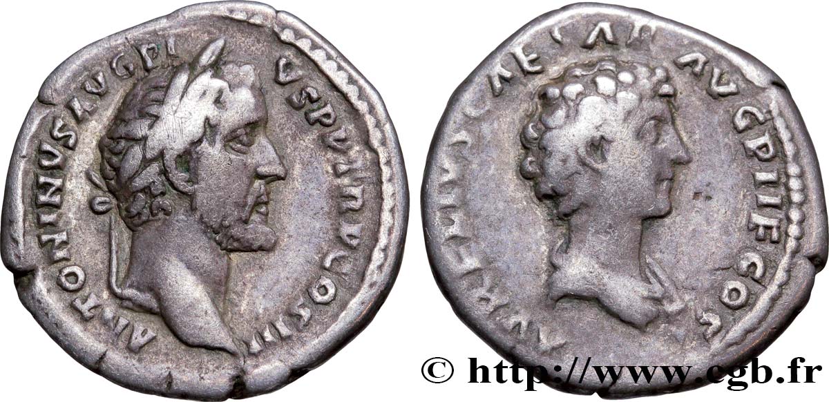 ANTONINUS PIUS and MARCUS AURELIUS Denier XF