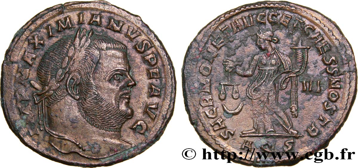 MAXIMIEN HERCULE Follis ou nummus TTB+