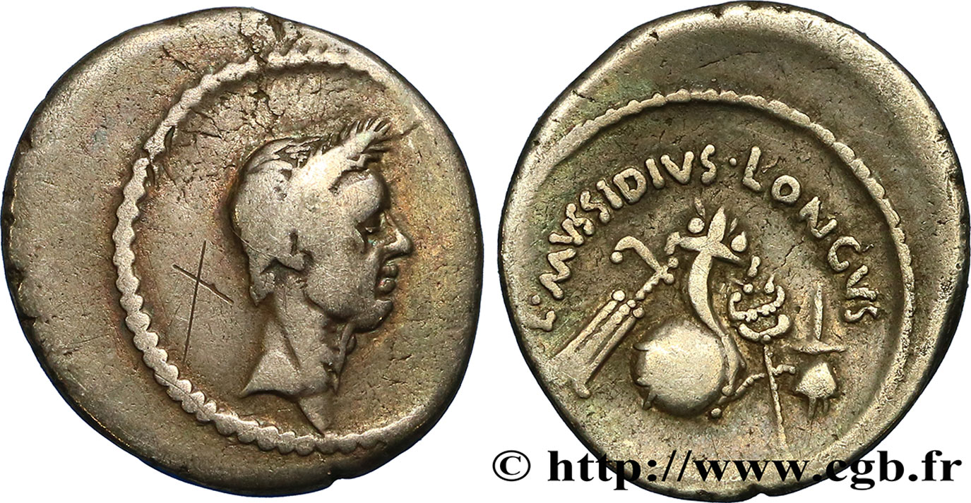 JULES CÉSAR Denier TB+