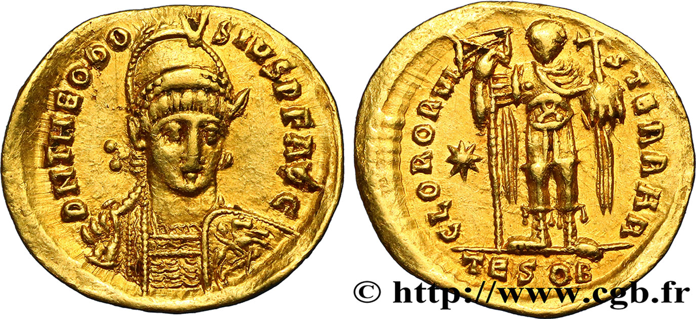 THEODOSIUS II Solidus AU/AU