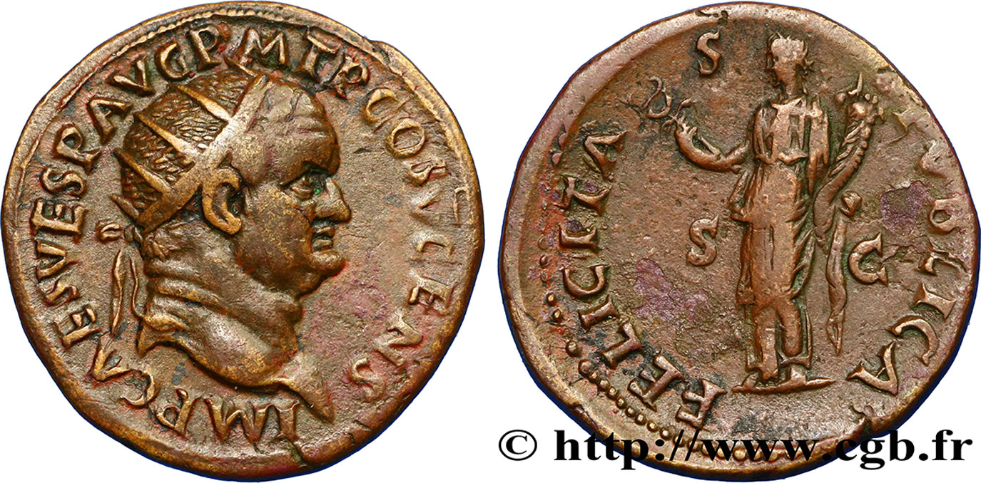 Dupondius - Vespasian (FIDES PVBLICA S C; Fides) - Roman Empire