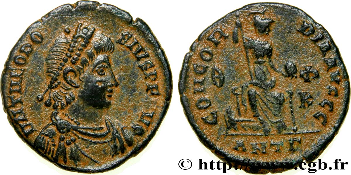 TEODOSIO I Nummus, (PB, Æ 3) EBC/MBC+