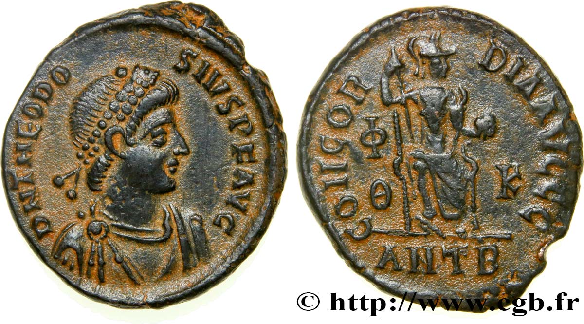 THEODOSIUS I Nummus, (PB, Æ 3) VZ/fVZ