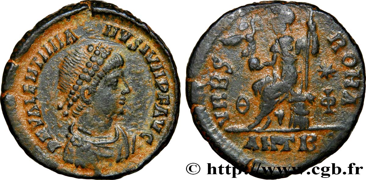 VALENTINIANUS II Nummus, (PB, Æ 3) fVZ/SS