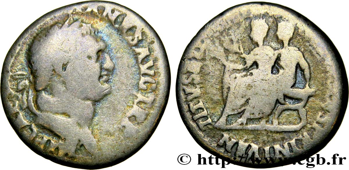 VESPASIEN, TITUS et DOMITIEN Denier TB+