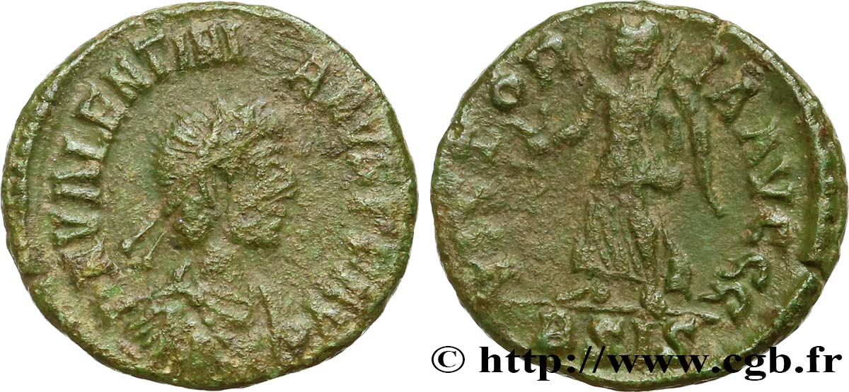 VALENTINIANO II Nummus, (PBQ, Æ 4) BB
