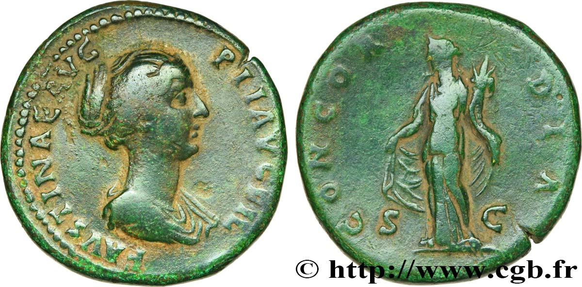 FAUSTINA MINOR Sesterce VF