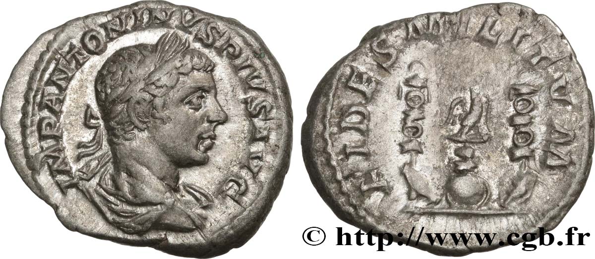 ELAGABALUS Denier AU/XF