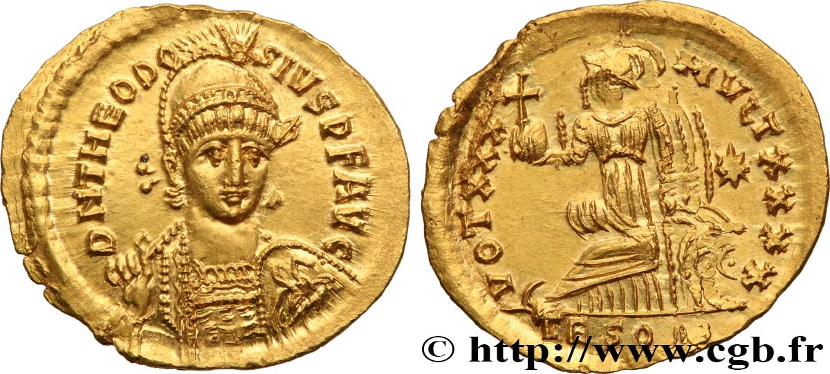 THEODOSIUS II Solidus  MS/AU