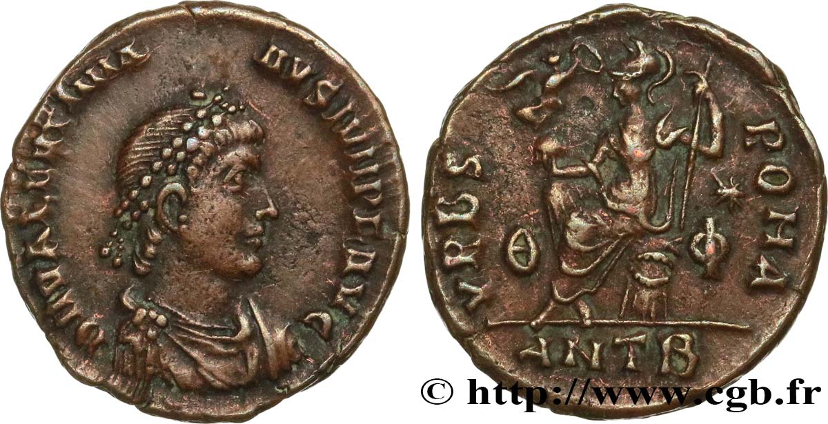 VALENTINIAN II Nummus, (PB, Æ 3) AU/XF