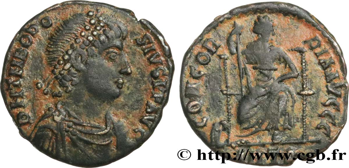 THEODOSIUS I Nummus, (PB, Æ 3) fVZ
