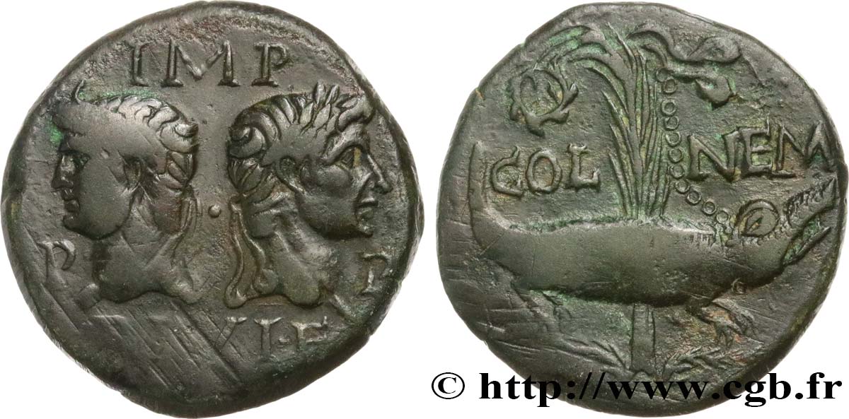 AUGUSTUS and AGRIPPA Dupondius XF